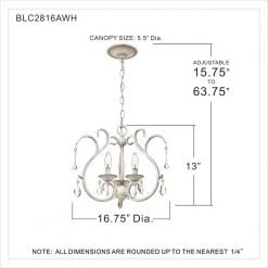 Blanca 3-Light Antique White Pendant by Quoizel -Quoizel Sales antique white quoizel chandeliers blc2816awh 1f 1000