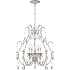 Blanca 5-Light Antique White Candle-Style Chandelier by Quoizel