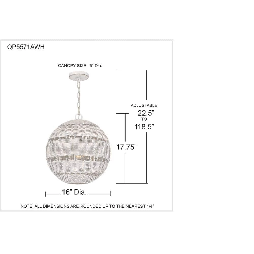 Lindendale 1-Light Antique White Globe Pendant by Quoizel 10 Lindendale 1-Light Antique White Globe Pendant by Quoizel - Image 8