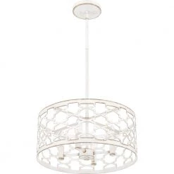 Dalia 4-Light Antique White Shaded Pendant by Quoizel -Quoizel Sales antique white quoizel chandeliers qp5637awh 1f 1000