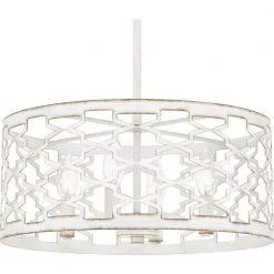 Dalia 4-Light Antique White Shaded Pendant by Quoizel -Quoizel Sales antique white quoizel chandeliers qp5637awh 44 1000