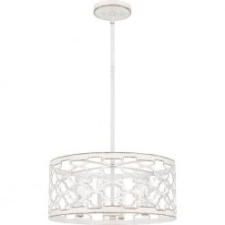 Dalia 4-Light Antique White Shaded Pendant by Quoizel -Quoizel Sales antique white quoizel chandeliers qp5637awh 4f 1000