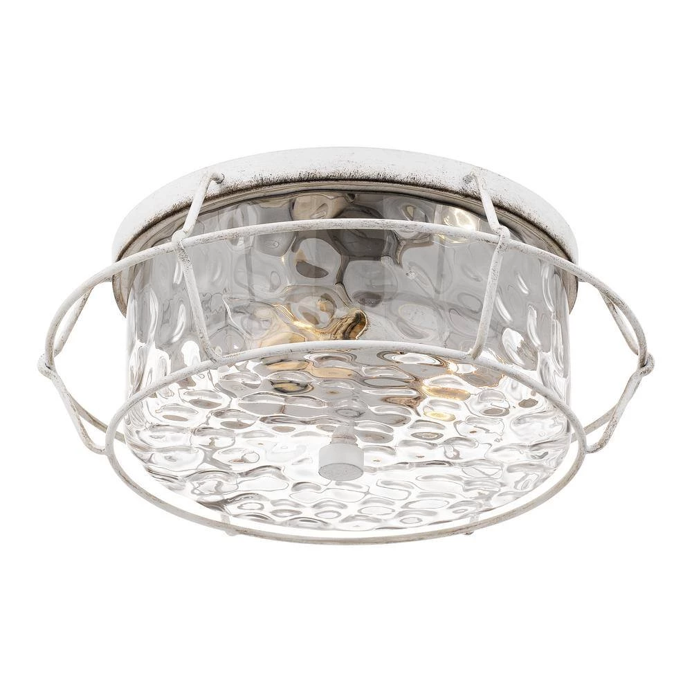Farragut 13.75 in. 3-Light Antique White Semi-Flush Mount with Clear Water Glass by Quoizel 7 Farragut 13.75 in. 3-Light Antique White Semi-Flush Mount with Clear Water Glass by Quoizel - Image 5