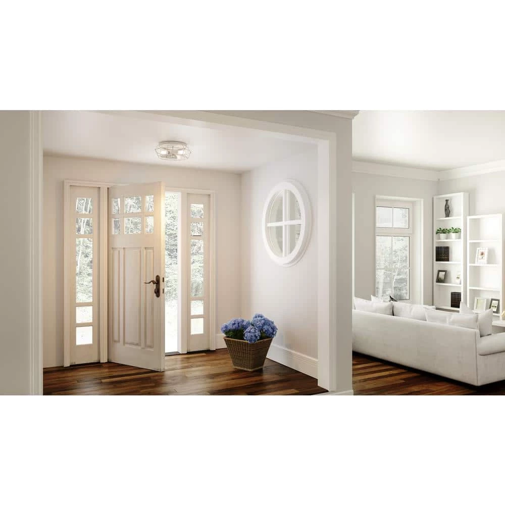 Farragut 13.75 in. 3-Light Antique White Semi-Flush Mount with Clear Water Glass by Quoizel 10 Farragut 13.75 in. 3-Light Antique White Semi-Flush Mount with Clear Water Glass by Quoizel - Image 8