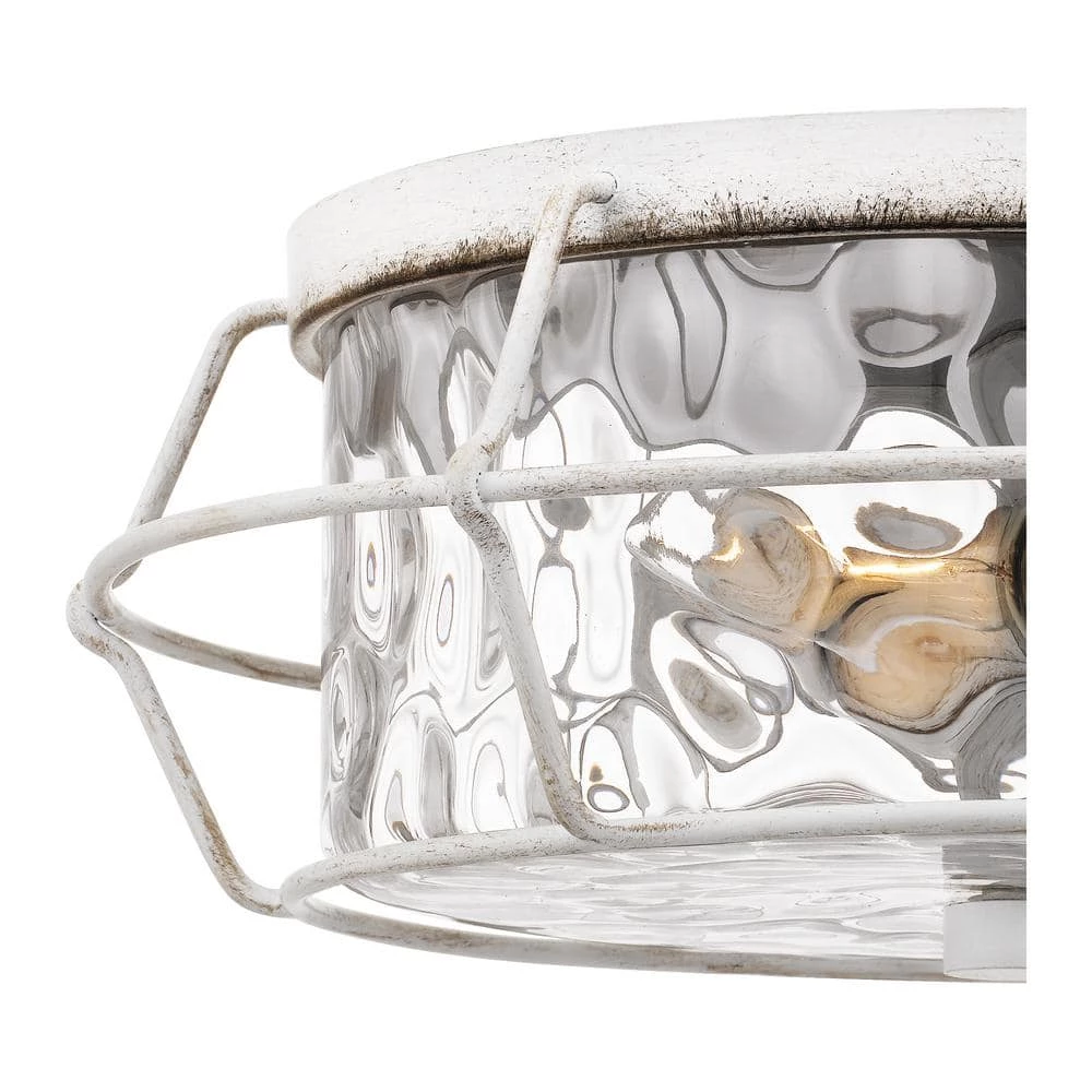 Farragut 13.75 in. 3-Light Antique White Semi-Flush Mount with Clear Water Glass by Quoizel 8 Farragut 13.75 in. 3-Light Antique White Semi-Flush Mount with Clear Water Glass by Quoizel - Image 6