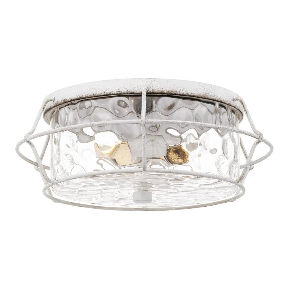 Farragut 13.75 in. 3-Light Antique White Semi-Flush Mount with Clear Water Glass by Quoizel 6 Farragut 13.75 in. 3-Light Antique White Semi-Flush Mount with Clear Water Glass by Quoizel - Image 4