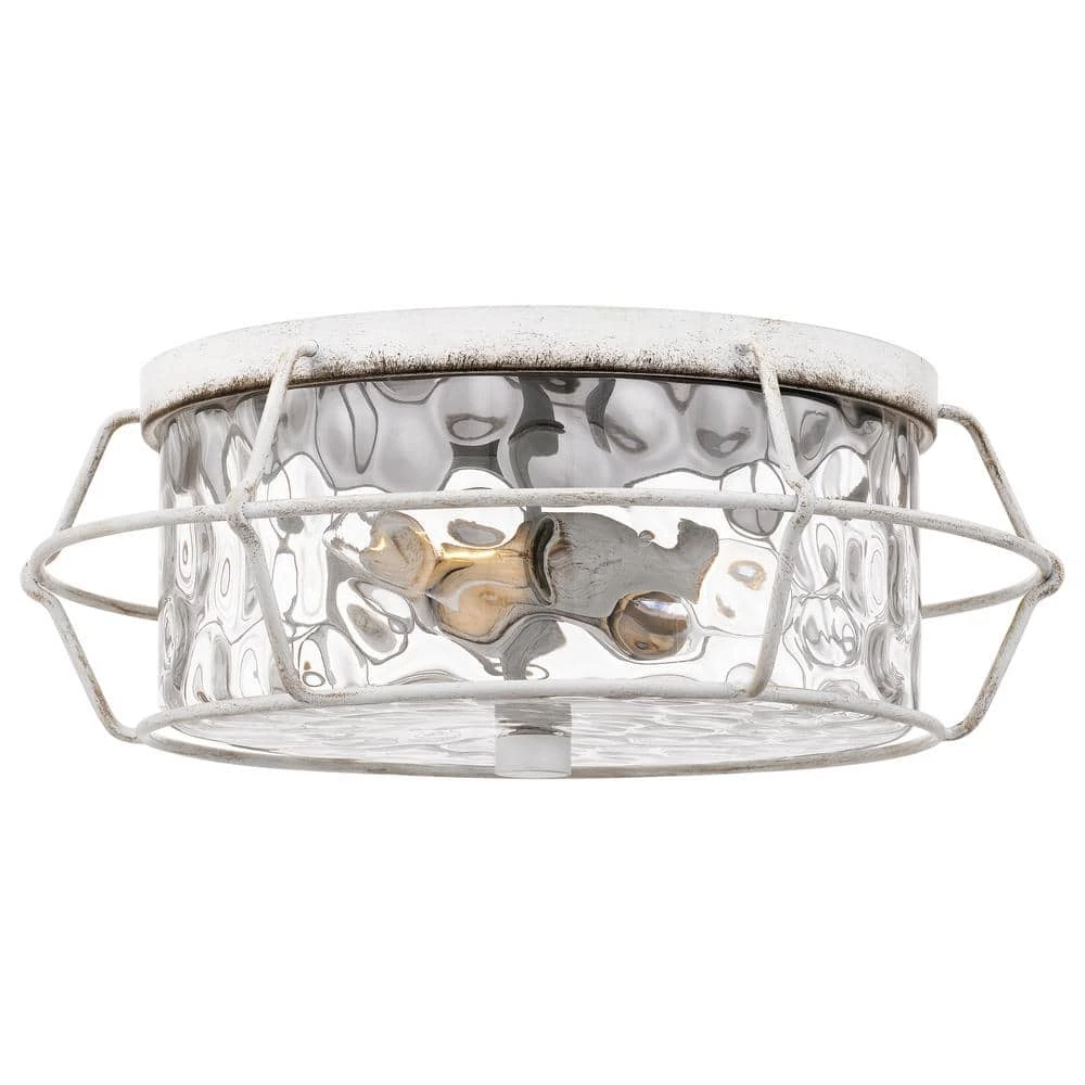 Farragut 13.75 in. 3-Light Antique White Semi-Flush Mount with Clear Water Glass by Quoizel 3 Farragut 13.75 in. 3-Light Antique White Semi-Flush Mount with Clear Water Glass by Quoizel