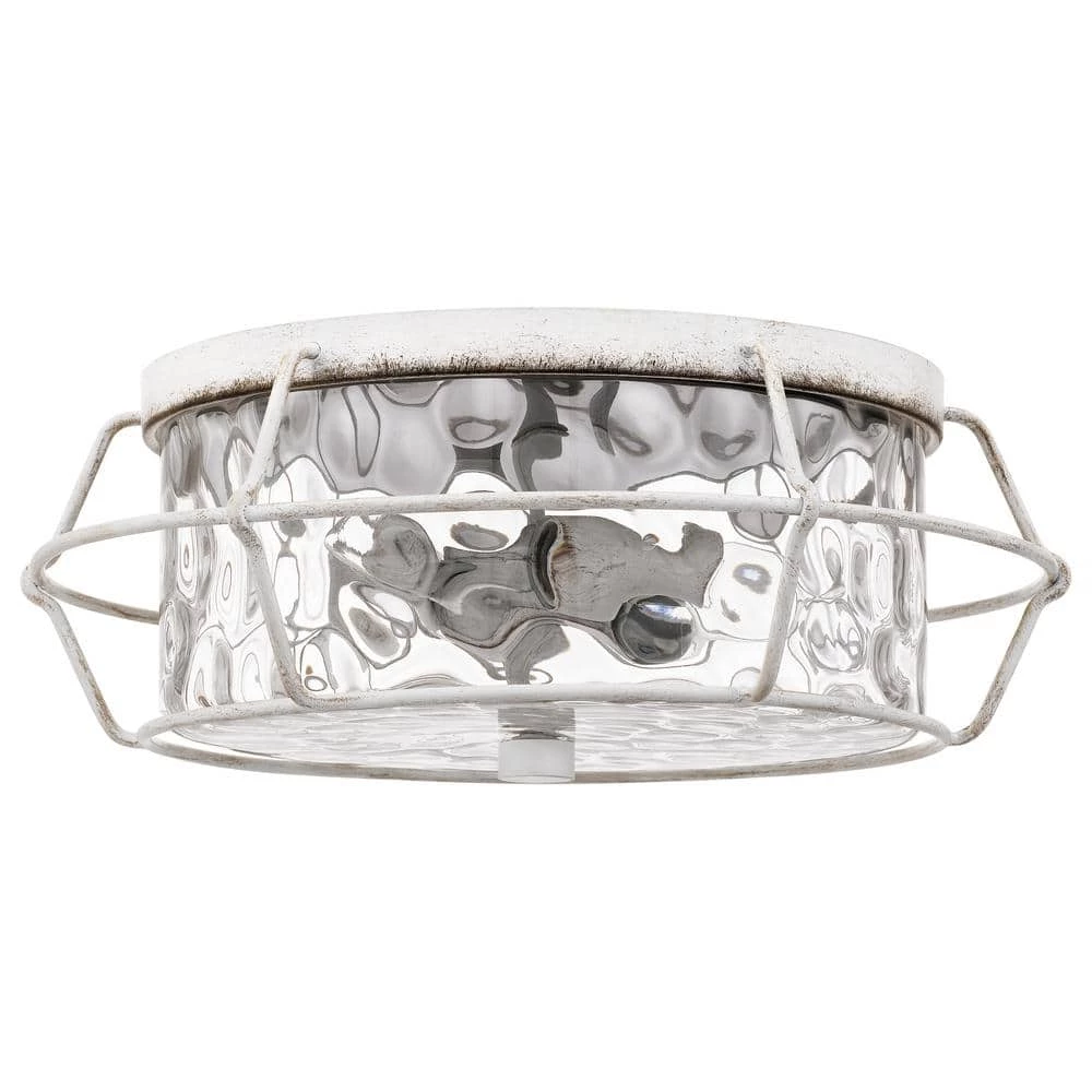 Farragut 13.75 in. 3-Light Antique White Semi-Flush Mount with Clear Water Glass by Quoizel 5 Farragut 13.75 in. 3-Light Antique White Semi-Flush Mount with Clear Water Glass by Quoizel - Image 3