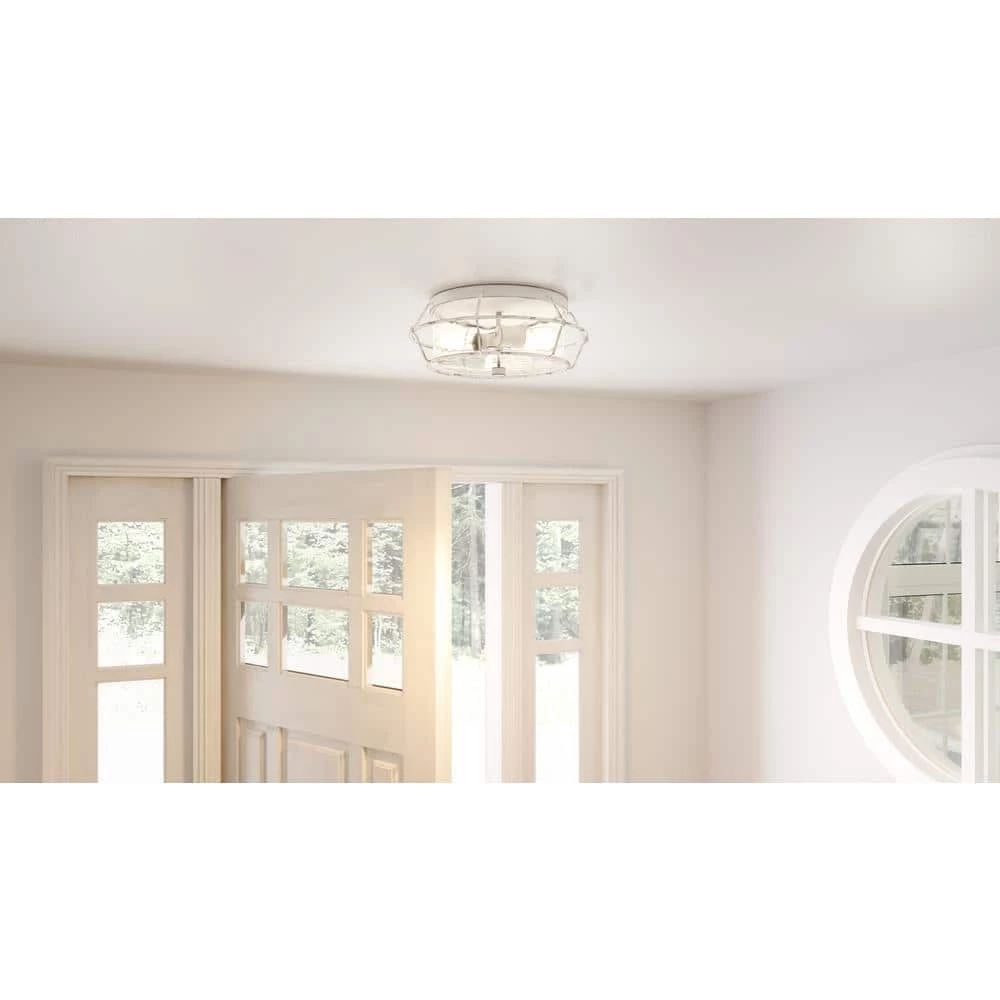 Farragut 13.75 in. 3-Light Antique White Semi-Flush Mount with Clear Water Glass by Quoizel 4 Farragut 13.75 in. 3-Light Antique White Semi-Flush Mount with Clear Water Glass by Quoizel - Image 2