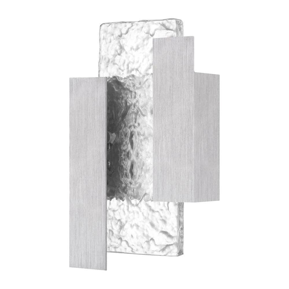 Miranda 7.5 in. Brushed Aluminum LED Outdoor Wall Lantern Sconce with Clear Hammered Glass by Quoizel 5 Miranda 7.5 in. Brushed Aluminum LED Outdoor Wall Lantern Sconce with Clear Hammered Glass by Quoizel - Image 3