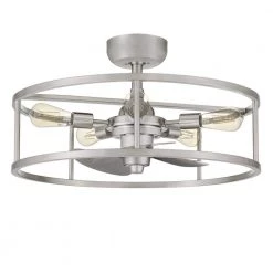 New Harbor 23.75 in. Brushed Nickel Fan with Light by Quoizel -Quoizel Sales brushed nickel quoizel ceiling fans with lights nhr3124bn 1f 1000