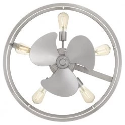 New Harbor 23.75 in. Brushed Nickel Fan with Light by Quoizel -Quoizel Sales brushed nickel quoizel ceiling fans with lights nhr3124bn 4f 1000