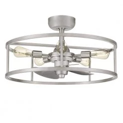 New Harbor 23.75 in. Brushed Nickel Fan with Light by Quoizel
