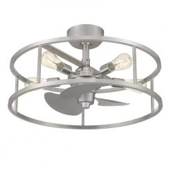 New Harbor 23.75 in. Brushed Nickel Fan with Light by Quoizel -Quoizel Sales brushed nickel quoizel ceiling fans with lights nhr3124bn c3 1000
