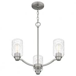 Acacia 3-Light Brushed Nickel Chandelier with Clear Water Glass by Quoizel -Quoizel Sales brushed nickel quoizel chandeliers aca5020bn 1f 1000