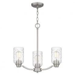 Acacia 3-Light Brushed Nickel Chandelier with Clear Water Glass by Quoizel