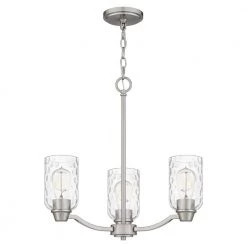 Acacia 3-Light Brushed Nickel Chandelier with Clear Water Glass by Quoizel -Quoizel Sales brushed nickel quoizel chandeliers aca5020bn c3 1000
