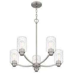 Acacia 5-Light Brushed Nickel Chandelier with Clear Water Glass by Quoizel -Quoizel Sales brushed nickel quoizel chandeliers aca5024bn 1f 1000