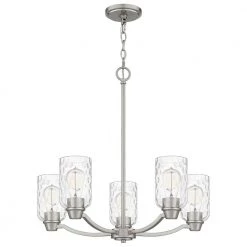 Acacia 5-Light Brushed Nickel Chandelier with Clear Water Glass by Quoizel -Quoizel Sales brushed nickel quoizel chandeliers aca5024bn c3 1000