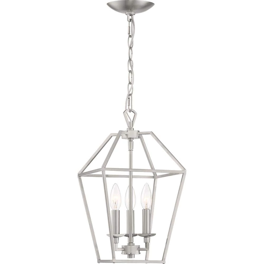 Aviary 3-Light Brushed Nickel Pendant by Quoizel 3 Aviary 3-Light Brushed Nickel Pendant by Quoizel