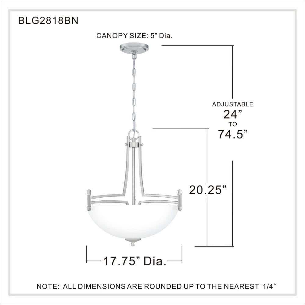 Billingsley 3-Light Brushed Nickel Pendant by Quoizel 7 Billingsley 3-Light Brushed Nickel Pendant by Quoizel - Image 5