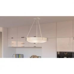 Emile 4-Light Brushed Nickel Pendant with Etched Glass by Quoizel -Quoizel Sales brushed nickel quoizel chandeliers eml2820bn e1 1000