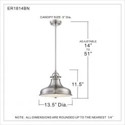 Emery 1-Light Brushed Nickel Pendant by Quoizel -Quoizel Sales brushed nickel quoizel chandeliers er1814bn 44 1000