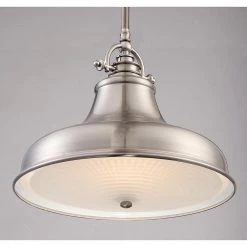 Emery 1-Light Brushed Nickel Pendant by Quoizel -Quoizel Sales brushed nickel quoizel chandeliers er1814bn 4f 1000