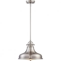 Emery 1-Light Brushed Nickel Pendant by Quoizel -Quoizel Sales brushed nickel quoizel chandeliers er1814bn e1 1000