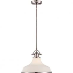 Grant 1-Light Brushed Nickel Pendant by Quoizel -Quoizel Sales brushed nickel quoizel chandeliers grt2814bn 1f 1000