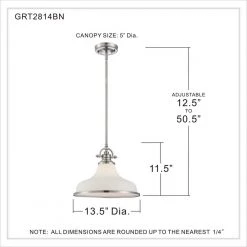 Grant 1-Light Brushed Nickel Pendant by Quoizel -Quoizel Sales brushed nickel quoizel chandeliers grt2814bn 44 1000