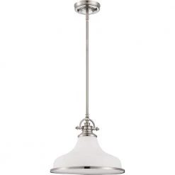 Grant 1-Light Brushed Nickel Pendant by Quoizel -Quoizel Sales brushed nickel quoizel chandeliers grt2814bn 4f 1000