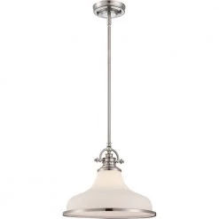 Grant 1-Light Brushed Nickel Pendant by Quoizel