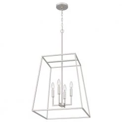 Prescott 4-Light Brushed Nickel Cage Pendant Light by Quoizel -Quoizel Sales brushed nickel quoizel chandeliers prc2818bn fa 1000