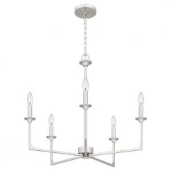 Prescott 5-Light Brushed Nickel Candlestick Chandelier by Quoizel -Quoizel Sales brushed nickel quoizel chandeliers prc5026bn 1f 1000