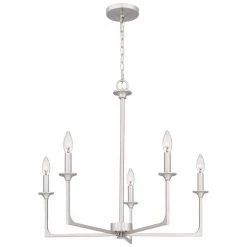 Prescott 5-Light Brushed Nickel Candlestick Chandelier by Quoizel -Quoizel Sales brushed nickel quoizel chandeliers prc5026bn 4f 1000