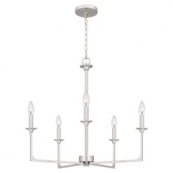 Prescott 5-Light Brushed Nickel Candlestick Chandelier by Quoizel