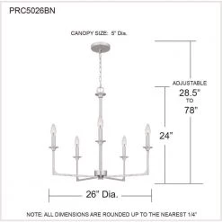 Prescott 5-Light Brushed Nickel Candlestick Chandelier by Quoizel -Quoizel Sales brushed nickel quoizel chandeliers prc5026bn 76 1000