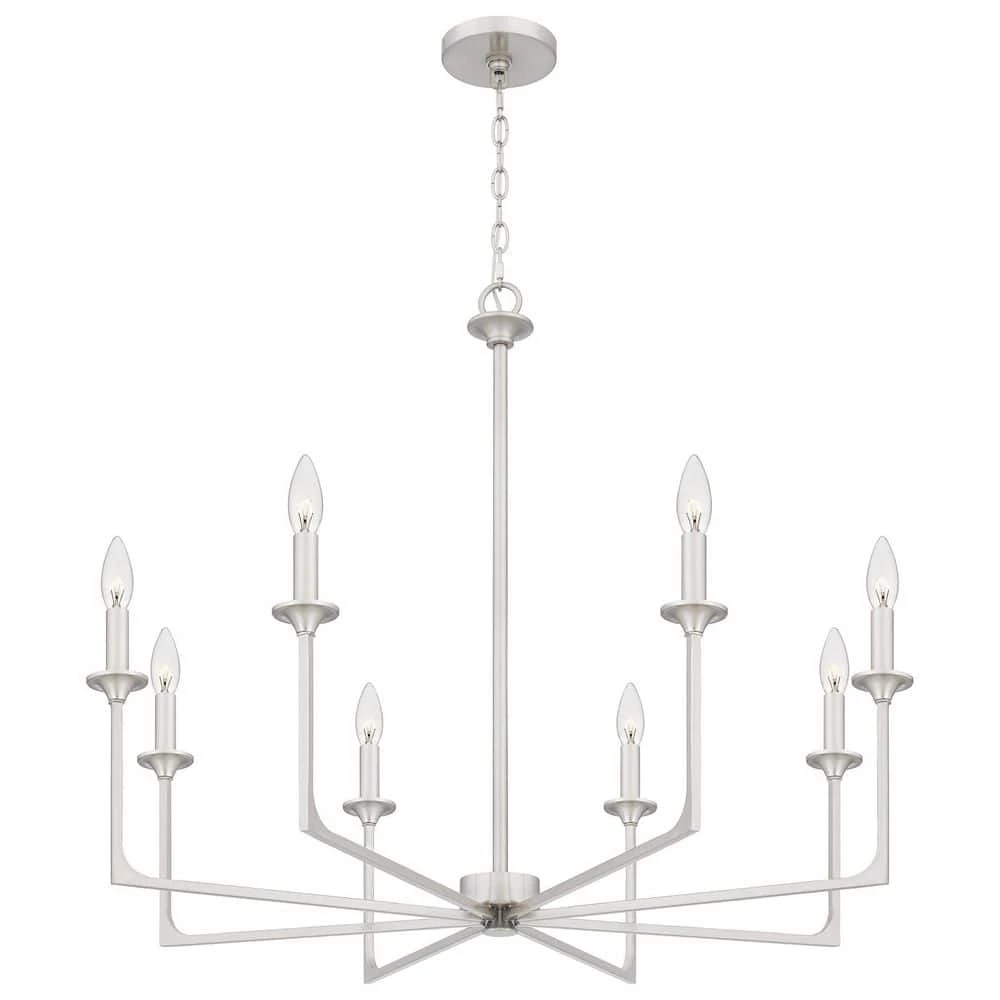 Prescott 8-Light Brushed Nickel Candlestick Chandelier by Quoizel 8 Prescott 8-Light Brushed Nickel Candlestick Chandelier by Quoizel - Image 6