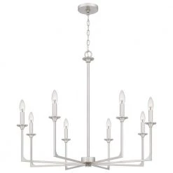 Prescott 8-Light Brushed Nickel Candlestick Chandelier by Quoizel
