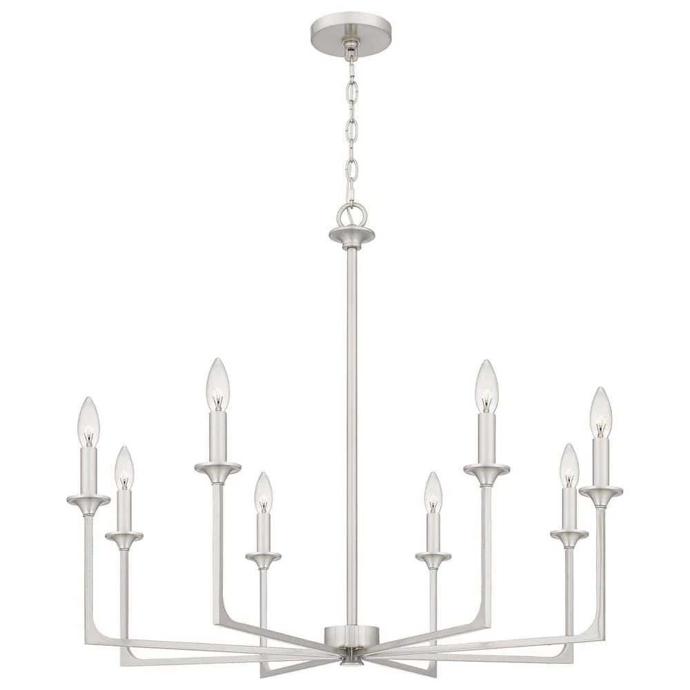 Prescott 8-Light Brushed Nickel Candlestick Chandelier by Quoizel 3 Prescott 8-Light Brushed Nickel Candlestick Chandelier by Quoizel