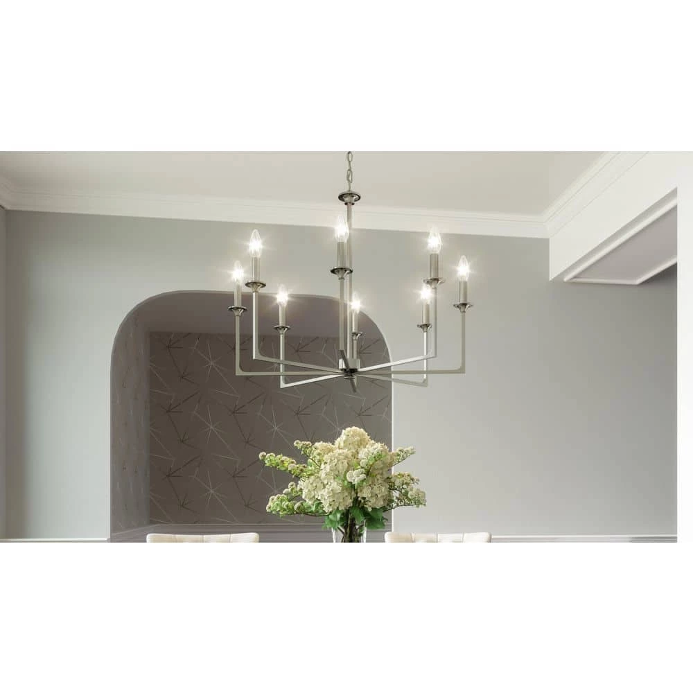 Prescott 8-Light Brushed Nickel Candlestick Chandelier by Quoizel 4 Prescott 8-Light Brushed Nickel Candlestick Chandelier by Quoizel - Image 2