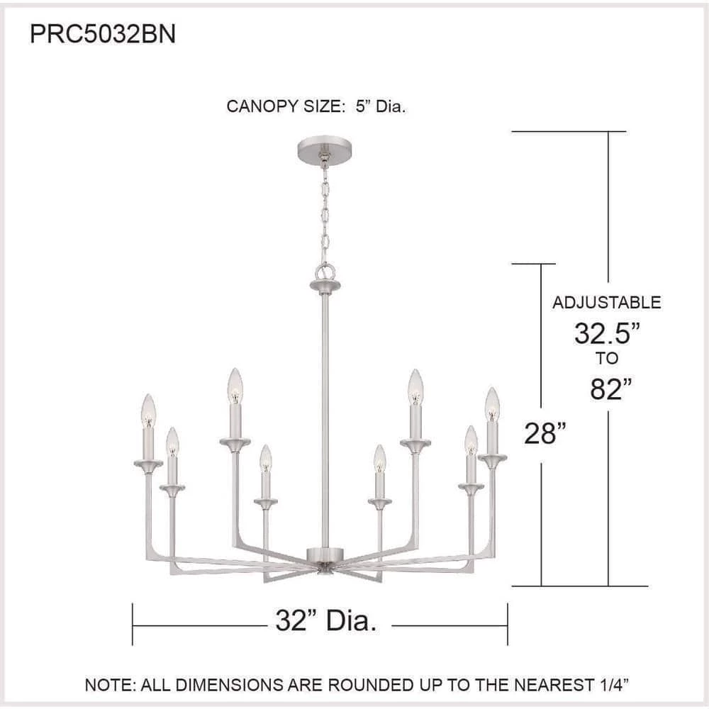 Prescott 8-Light Brushed Nickel Candlestick Chandelier by Quoizel 10 Prescott 8-Light Brushed Nickel Candlestick Chandelier by Quoizel - Image 8