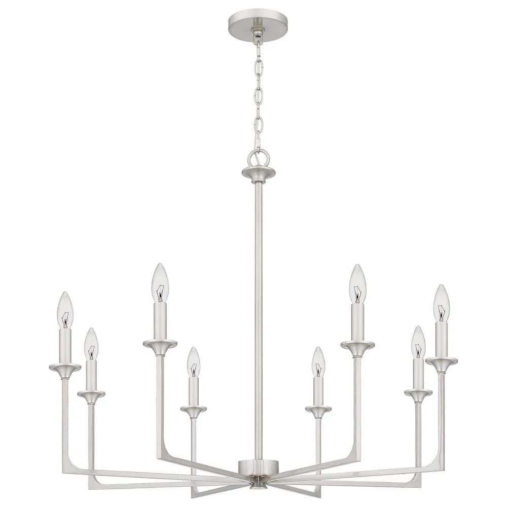 Prescott 8-Light Brushed Nickel Candlestick Chandelier by Quoizel 9 Prescott 8-Light Brushed Nickel Candlestick Chandelier by Quoizel - Image 7