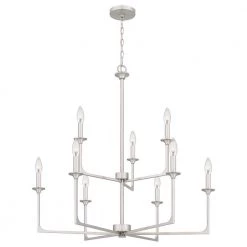 Prescott 9-Light Brushed Nickel Candlestick Chandelier by Quoizel