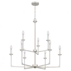 Prescott 9-Light Brushed Nickel Candlestick Chandelier by Quoizel -Quoizel Sales brushed nickel quoizel chandeliers prc5232bn fa 1000