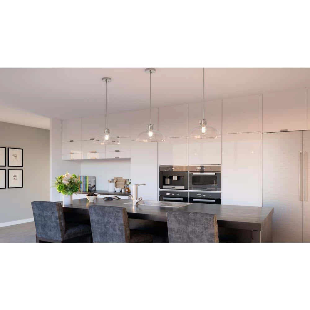 Iona 1-Light Brushed Nickel Pendant with Clear Seeded Glass by Quoizel 9 Iona 1-Light Brushed Nickel Pendant with Clear Seeded Glass by Quoizel - Image 7