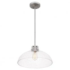 Iona 1-Light Brushed Nickel Pendant with Clear Seeded Glass by Quoizel 12 Iona 1-Light Brushed Nickel Pendant with Clear Seeded Glass by Quoizel -Quoizel Sales brushed nickel quoizel chandeliers qp5360bn 4f 1000