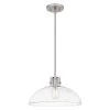 Iona 1-Light Brushed Nickel Pendant with Clear Seeded Glass by Quoizel -Quoizel Sales brushed nickel quoizel chandeliers qp5360bn 64 1000
