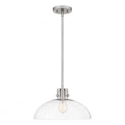 Iona 1-Light Brushed Nickel Pendant with Clear Seeded Glass by Quoizel 11 Iona 1-Light Brushed Nickel Pendant with Clear Seeded Glass by Quoizel -Quoizel Sales brushed nickel quoizel chandeliers qp5360bn c3 1000